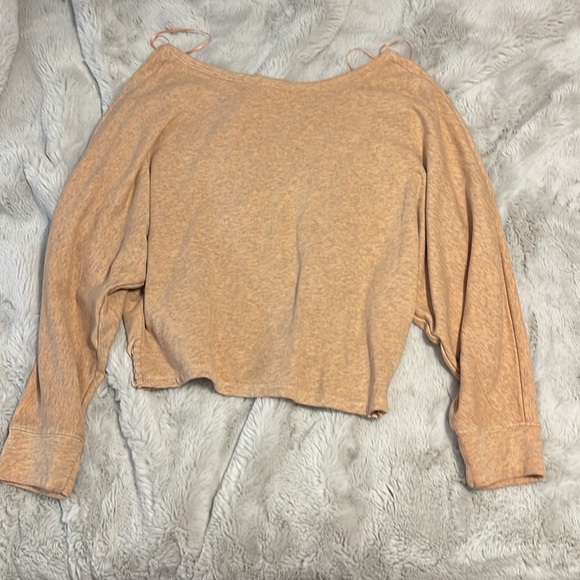 Anthropologie Tops - Saturday Sunday Heathered Peach Smocked Hem Open Back Dolman Sweater Sz M
